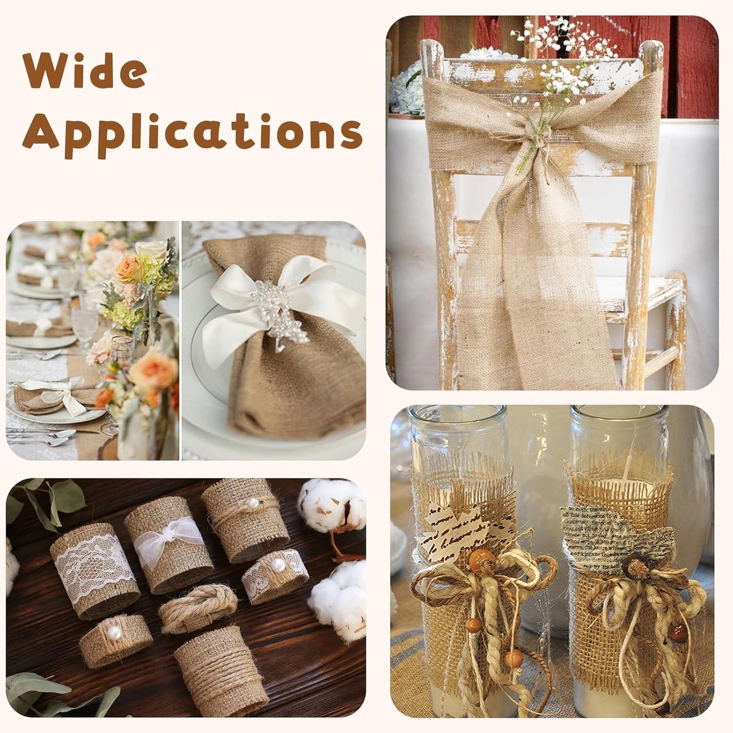 Shatex Natural Burlap Roll,36inch x 18ft High Density Burlap Fabric for Craft Projects,Table Runners,Weddings Decor,Christmas Decorations