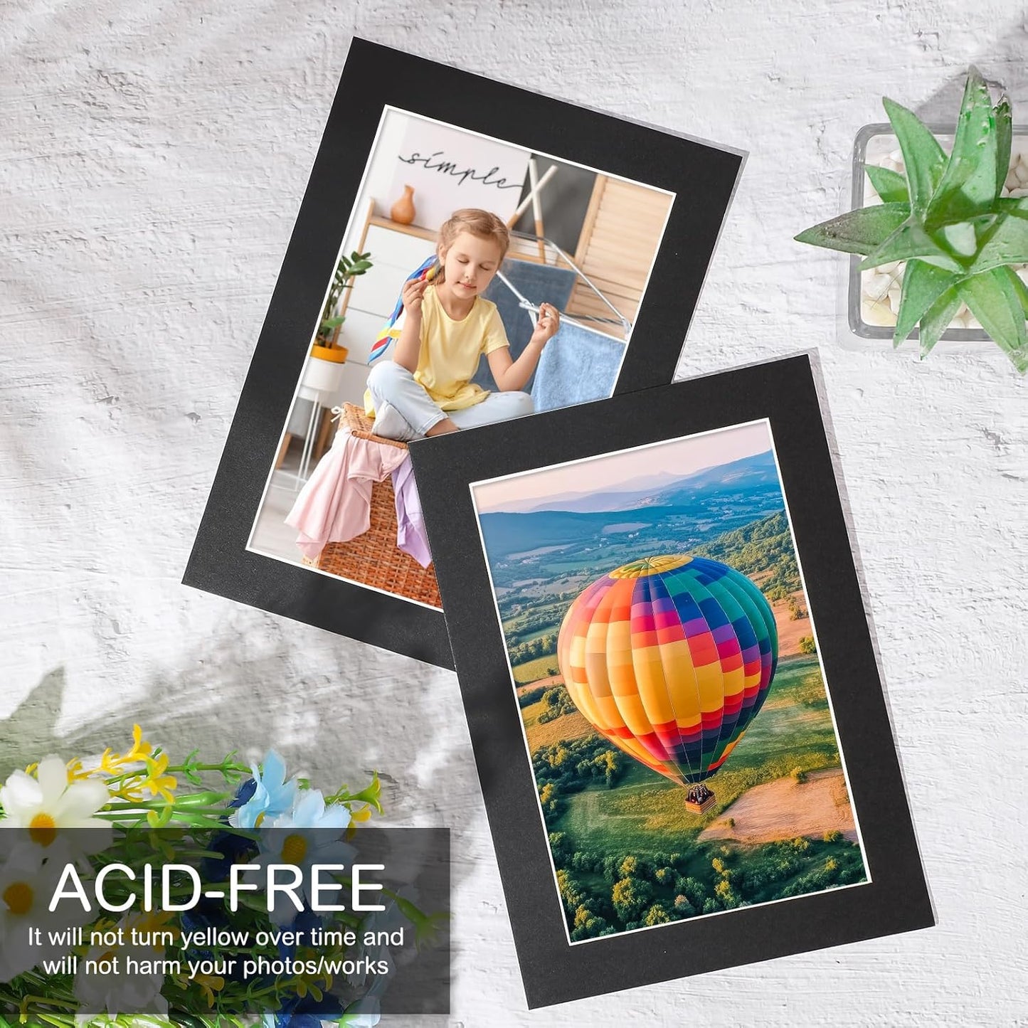 Prudiut 15 Pack 5x7 Black Picture Mats, Frame Mattes for 4x6 Pictures Display Photo Frame Mat Core Bevel Cut Mat Board Show Kit for Photos, Prints, Artworks