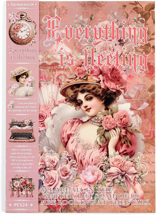 Vintage Ephemera Sticker 24 Sheets precut 300 washi Stickers Paper People Journal Stickers for Adults Junk journaling Sticker Book Scrapbooking Supplies