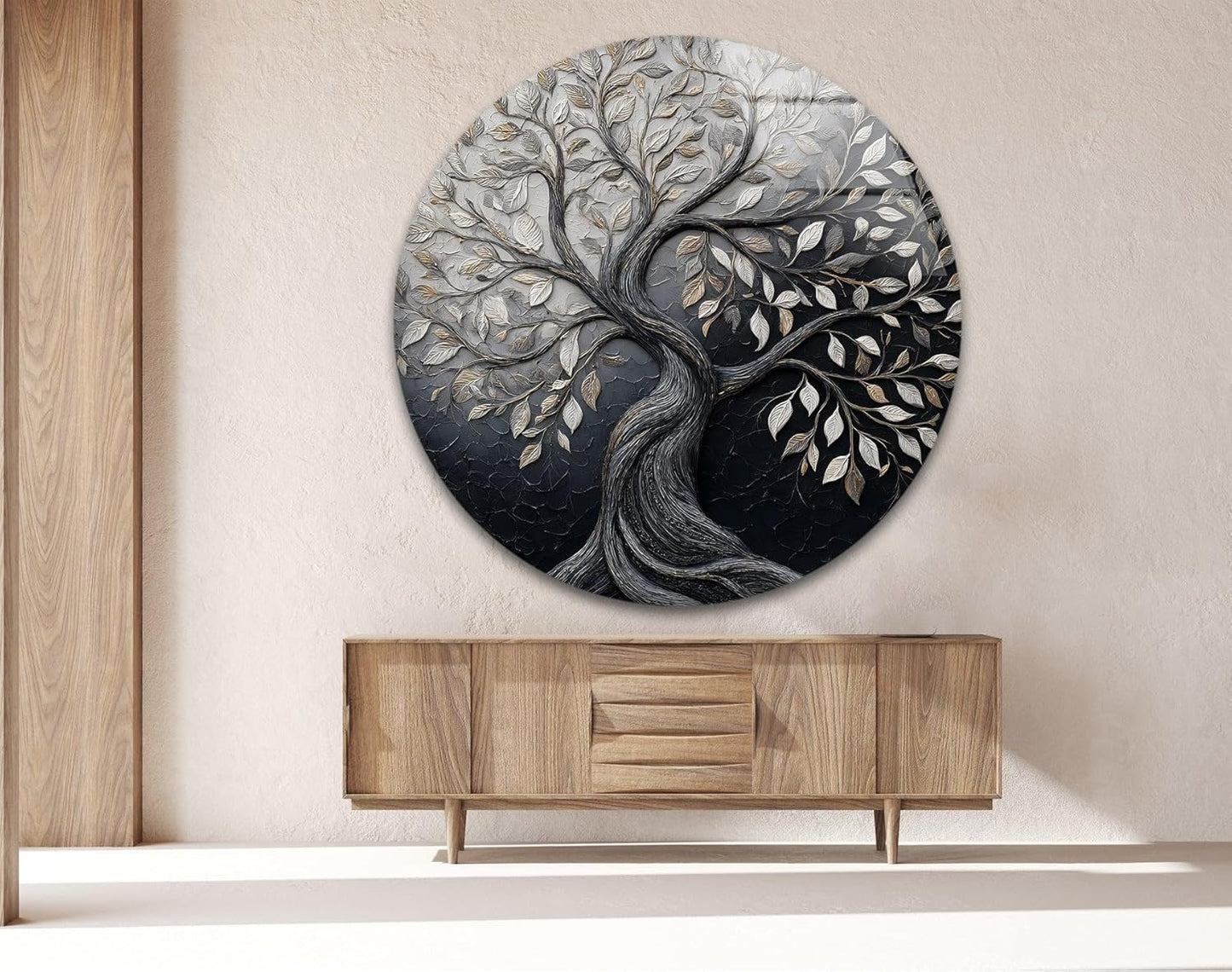 My Photostation.com 31.5''(80cm) Diameter Twilight Tree of Life Round Glass Wall Art Tempered Glass Printing Wall Decor Large Wall Art Wall Hangings