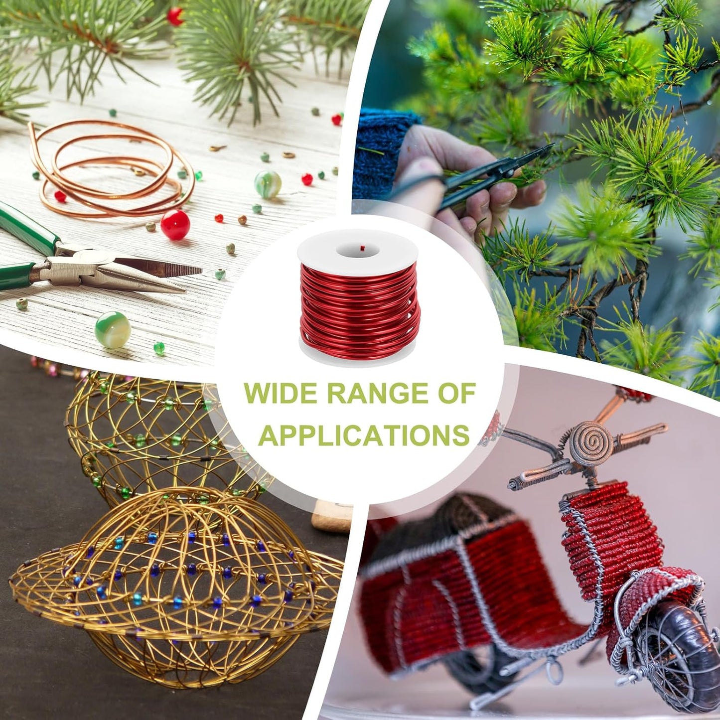 MECCANIXITY 9 Gauge Anodized Aluminum Craft Wire Bendable Bonsai Training Wire 56 Feet 3mm for Sculpting Crafts Wreath Floral Beading Jewelry Making, Red