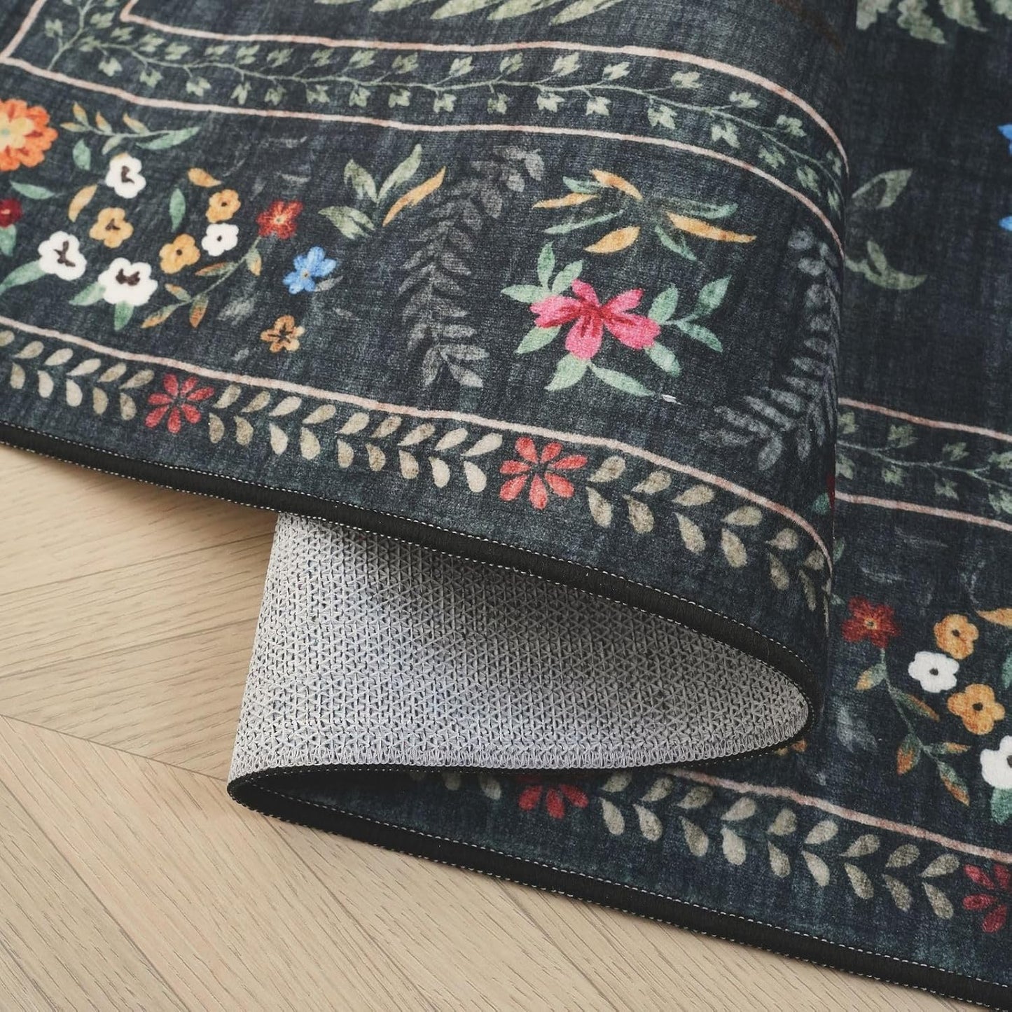 Rugcomf Area Rugs 8x10 Rug for Living Room Clearance Washable Boho Area Rug Non Slip Floral Animal Vintage Low Pile Large Rug for Living Room, Bedroom, Farmhouse, Dining Room, Kids Playroom (Green)
