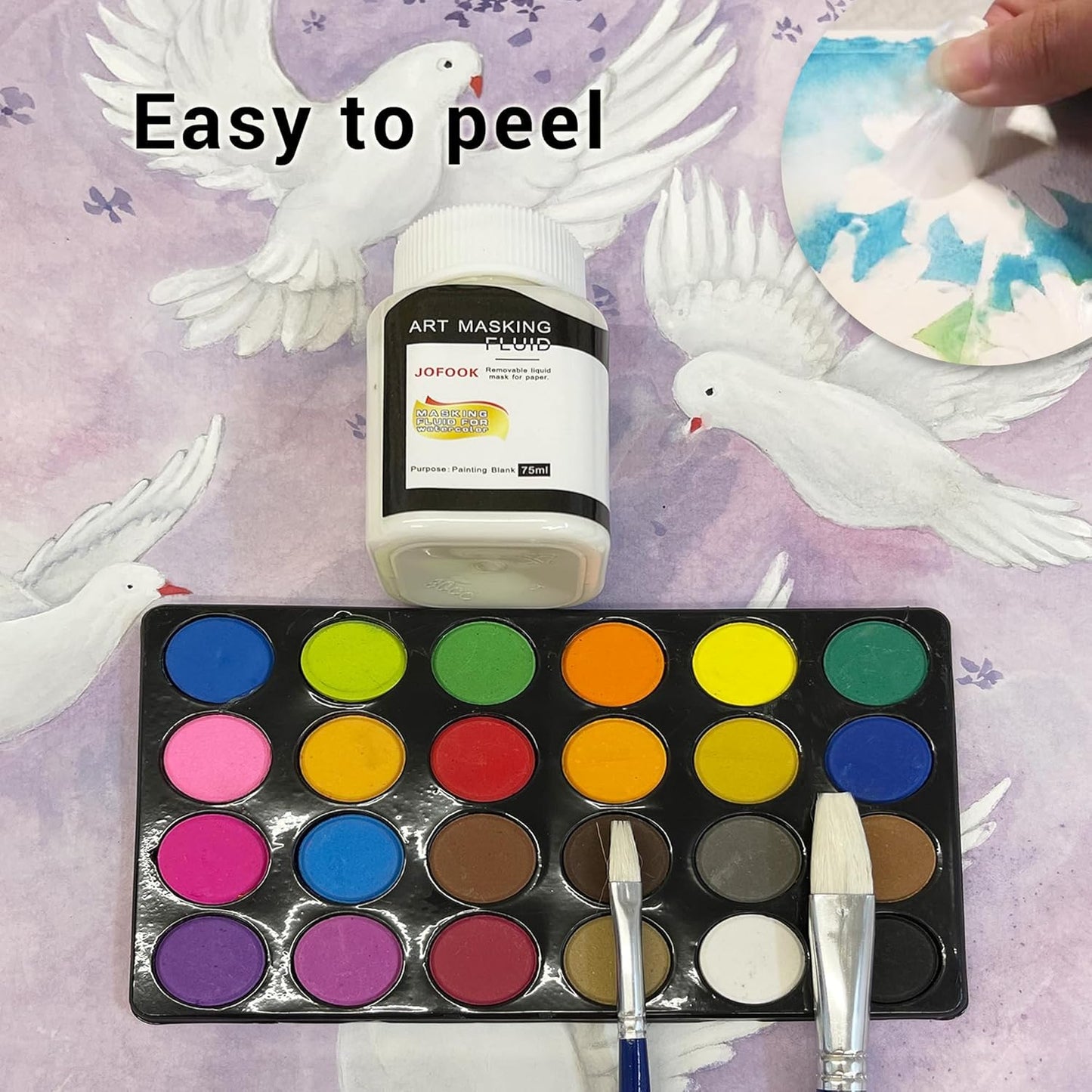 150-Milliliter Watercolor Art Masking Fluid,For Ink-Watercolor-Gouache-Painting & Illustration,Two Bottles