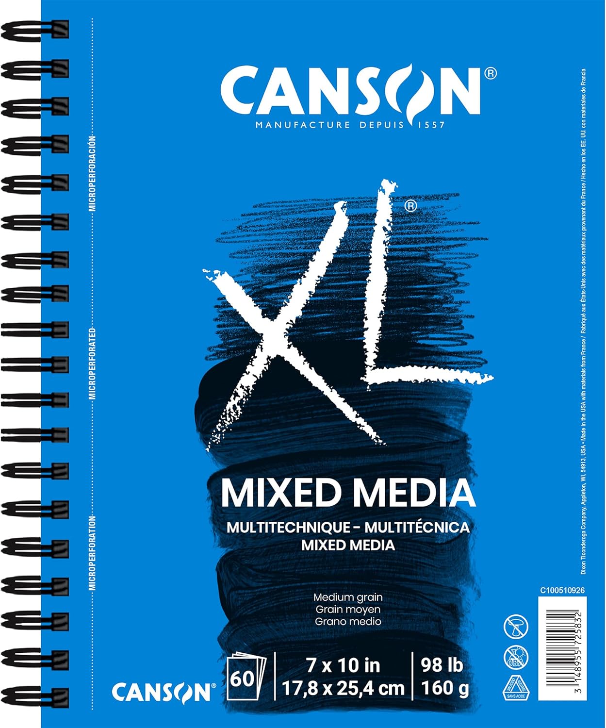 Canson XL Series Mixed Media Pad 60 Sheets with Watercolor Paper Pad 30 Sheets, 7x10 inches