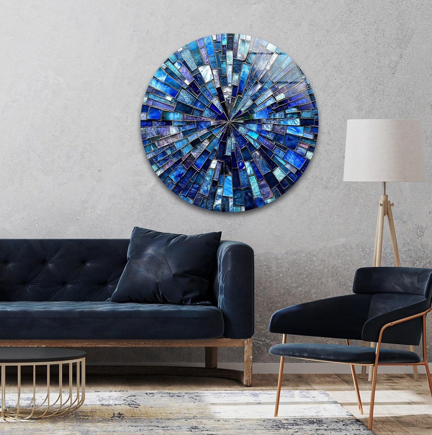 My Photostation.com 15.8''(40cm) Diameter Radiant Mosaic Burst Round Glass Wall Art Tempered Glass Printing Wall Decor Large Wall Art Wall Hangings