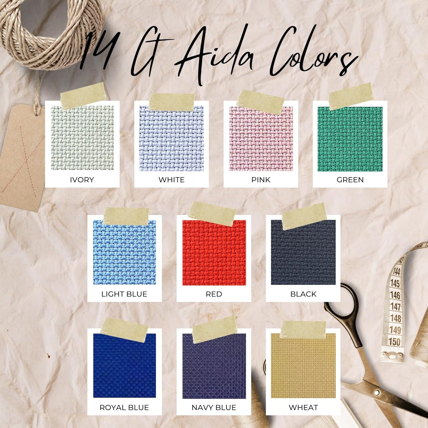 2 Sheets of Royal Blue 14 Count Aida Cloth – 18 x 18 Inch Pre-Cut Fabric Squares – Cross Stitch Fabric – 100% Cotton – Ideal for Needlework & Embroidery – The Knotty Unicorn