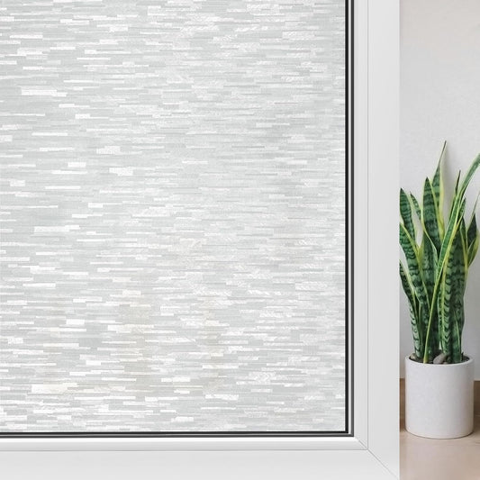 Haton Window Privacy Film, Frosted Glass Static Cling Sun Heat Blocking Window Clings, Frosting Opaque Coverings Stickers Tint for Home Office Door, Non Adhesive, White 35.4" x 157.4"