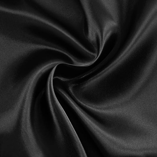 RUDONG M Black Satin Fabric by The Yard, 3 Yard x 60 Inch Wide Silky Charmeuse Satin Fabric, Soft Satin Fabric for Wedding Decorations, Bridal Dress, Sewing, Accessories, DIY Crafts