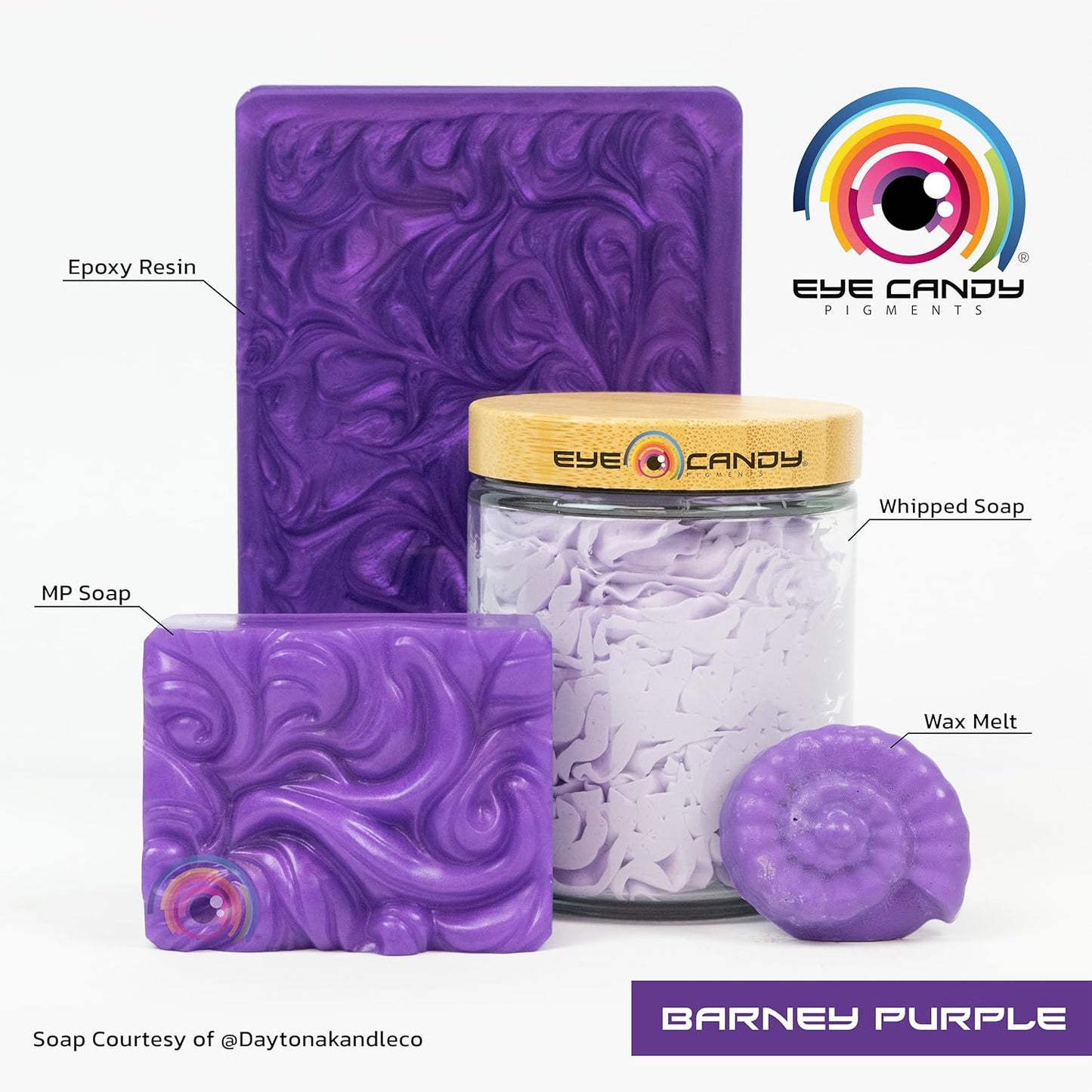 Eye Candy Pigments Premium Purple Mica Powder - Barney Purple (25gr) - for Epoxy, Resin, Soap, Paint, Woodworking, Acrylic Pouring, Bath Bombs, Fishing Lures - DIY Arts and Crafts Additive