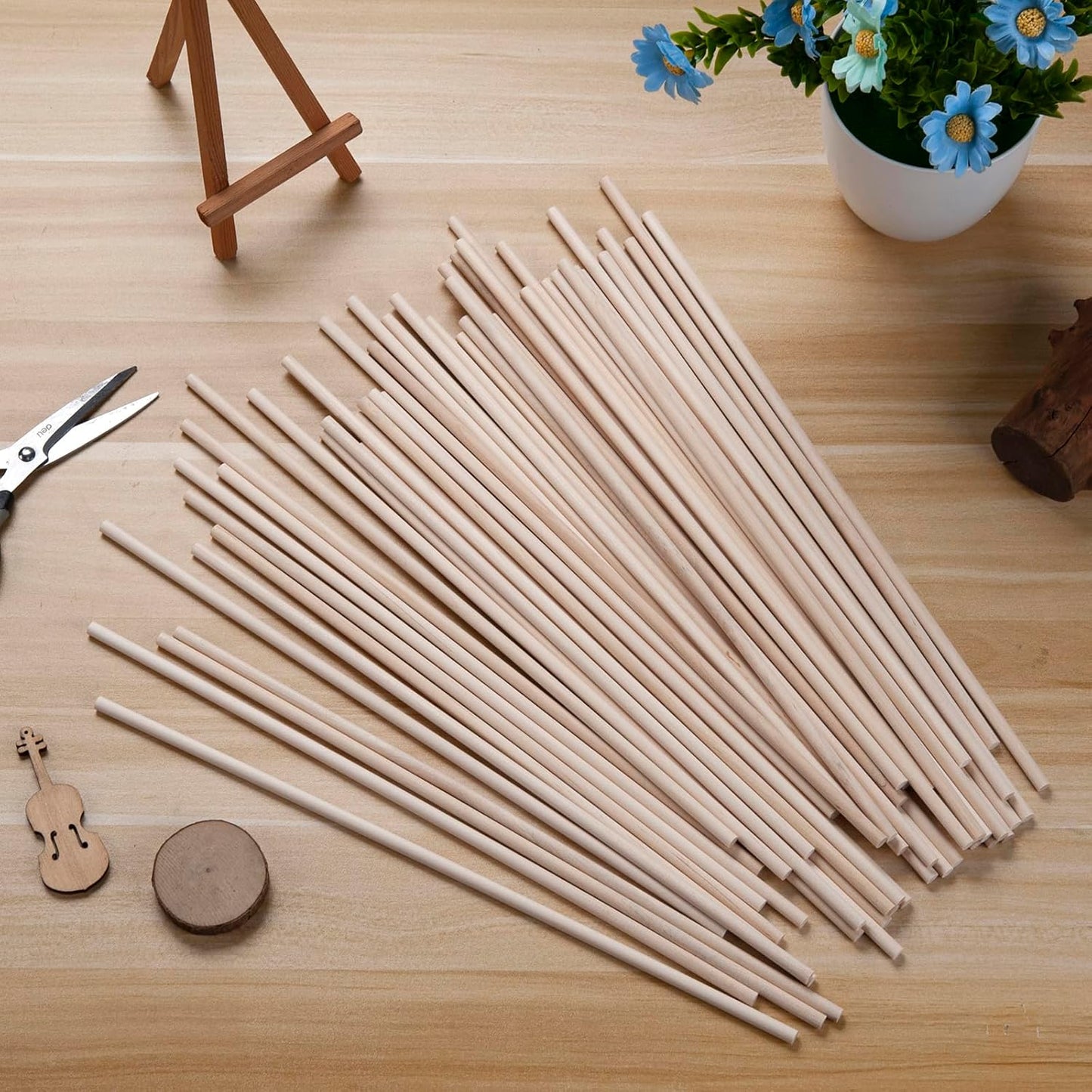 Wood Dowel Rods Wooden Dowels for Crafts, 50 PCS 1/4 x 15 Wooden Sticks for Crafts, Round Macrame Dowels, Unfinished Small Wood Sticks for Crafting, Lollipops, Tiered Cake, Photo Booth Props