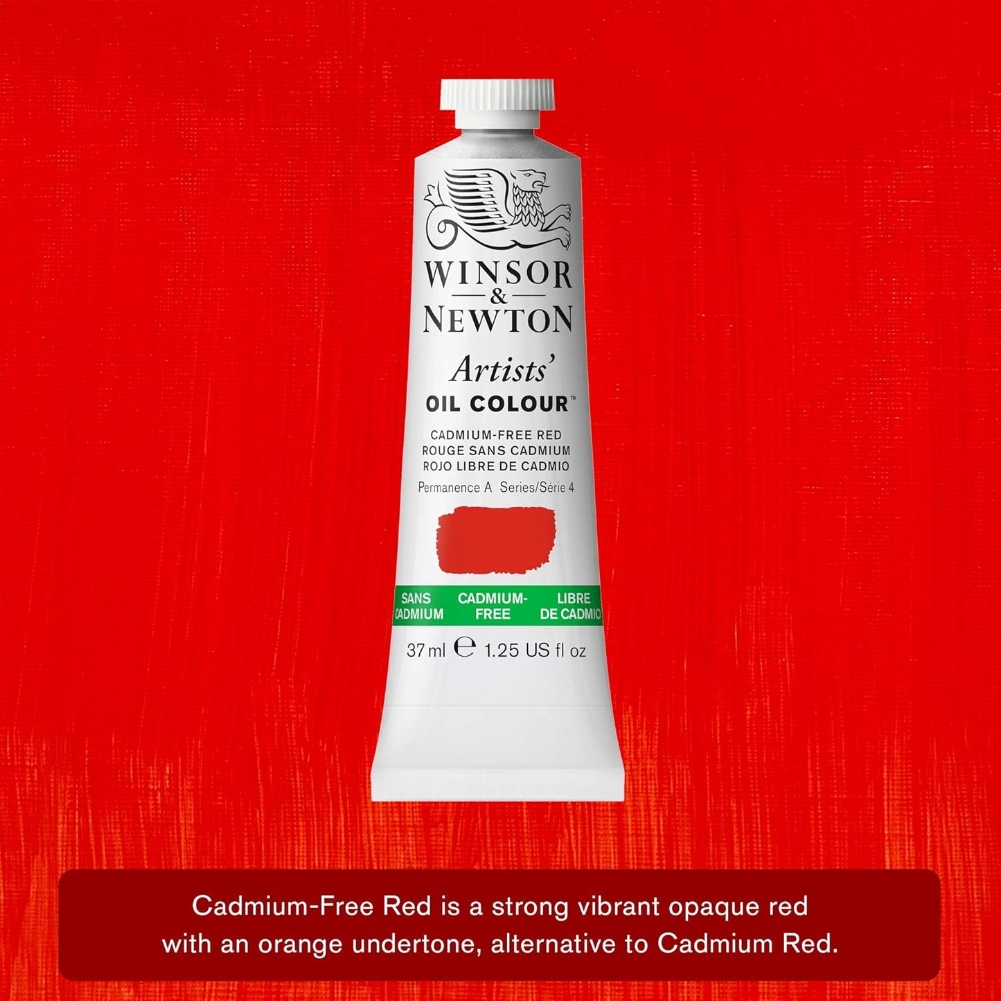 Winsor & Newton Artists' Oil Color, 37ml (1.25 oz) Tube, Cadmium-Free Red