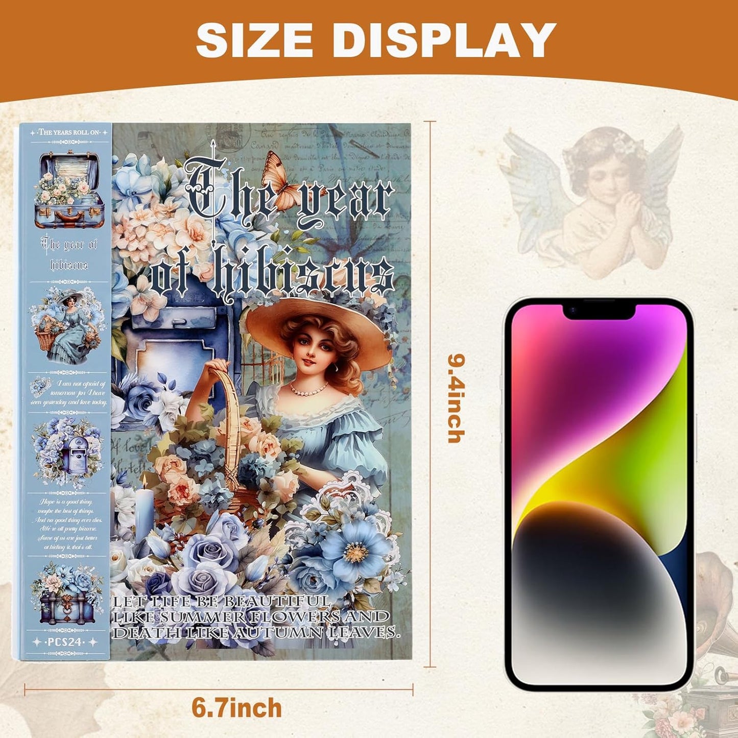 Vintage Ephemera Sticker 24 Sheets precut 300 washi Stickers Paper Journal Stickers for Adults People Junk Journal Sticker Book Scrapbooking Supplies