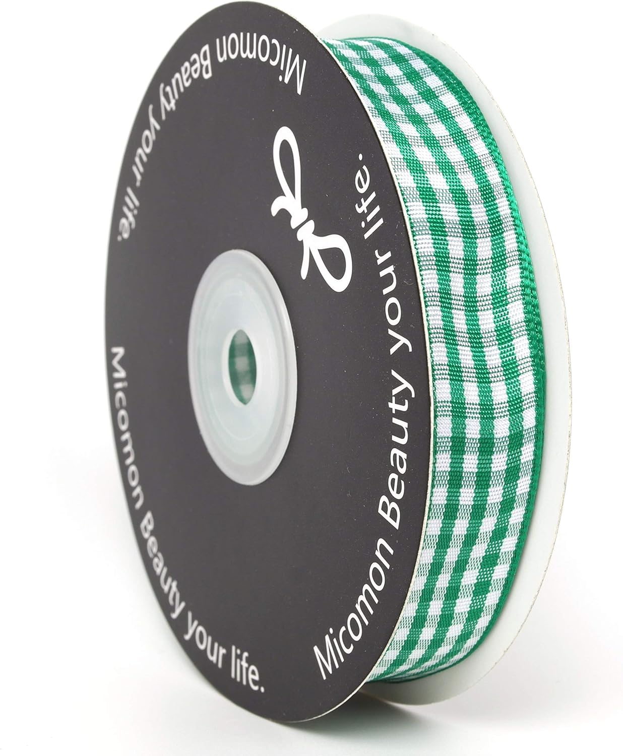 Green Gingham Plaid Checked Ribbon 25 Yards Each Roll 100% Polyester (5/8",Green)