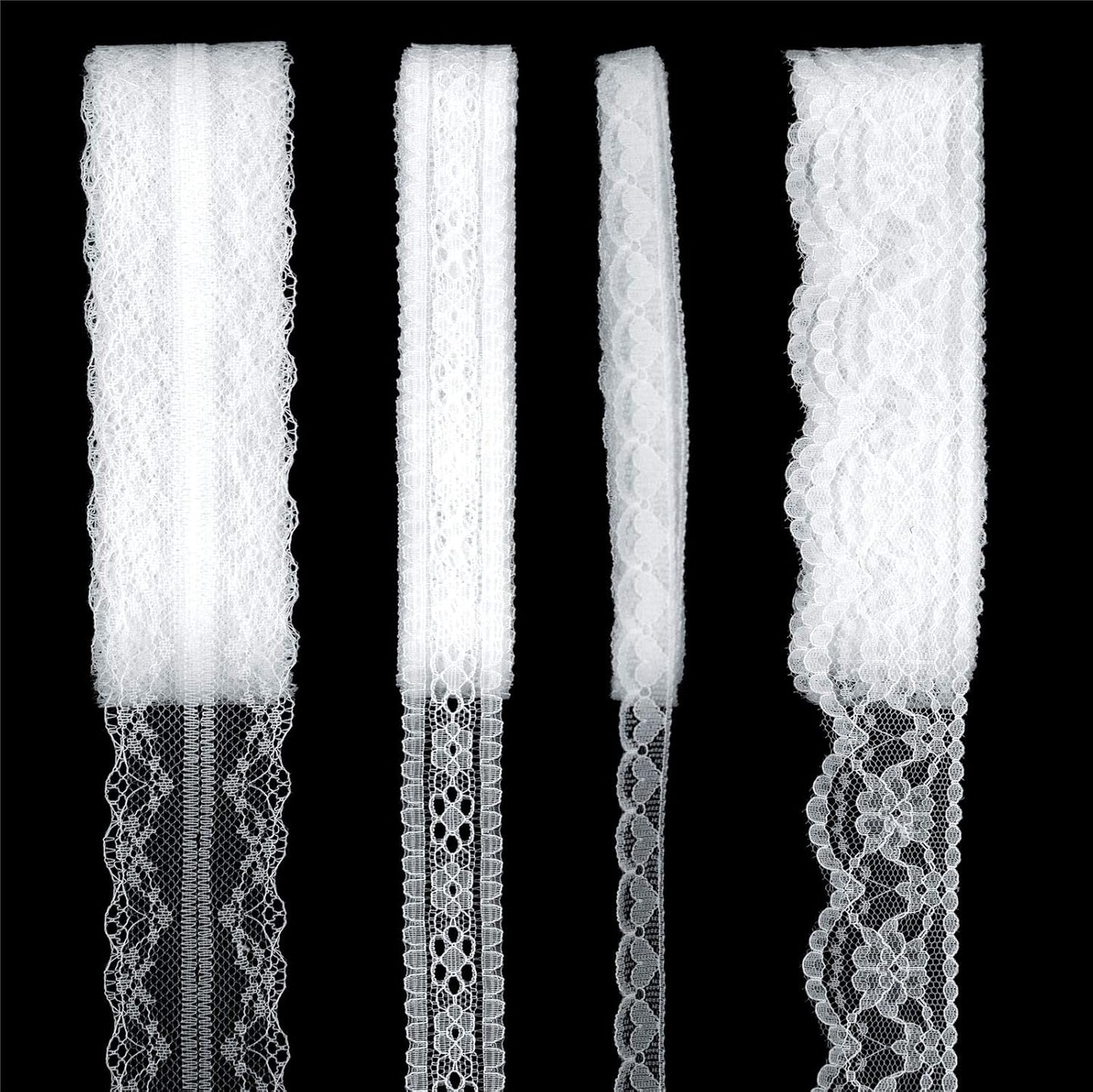 White Lace Trim 20 Yards Sewing Lace Ribbon for Crafts Bridal Wedding Decorations, Bouquet and Gift Packaging