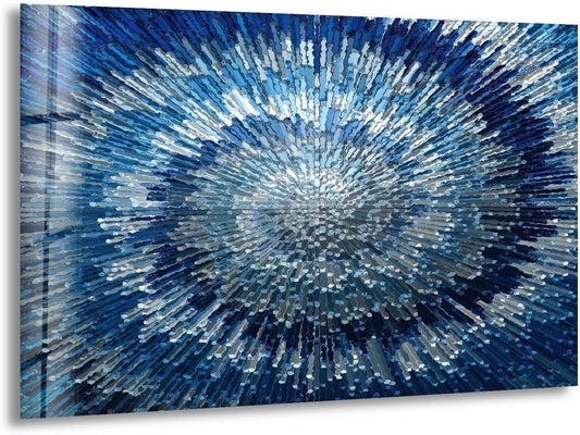 My Photostation.com 30Wx24H'' Abstract Blue Textured Glass Wall ArtTempered Glass Printing Wall Decor Large Wall Art Wall Hangings