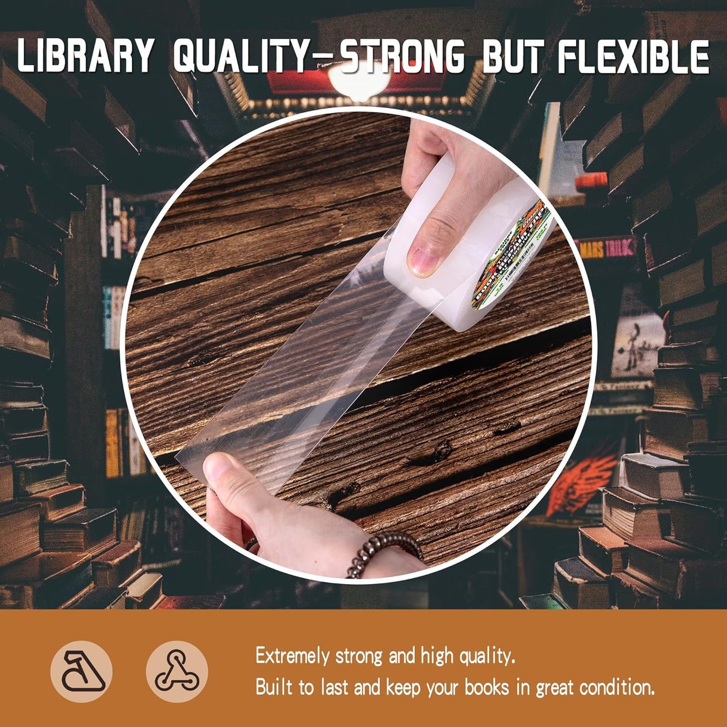Clear Book Repair Tape - Self Adhesive Stretchable Tape, Essential Repair Tape for Reinforcing, Protecting, and Covering Old Books - 2 Inch Wide x 108 FT Long