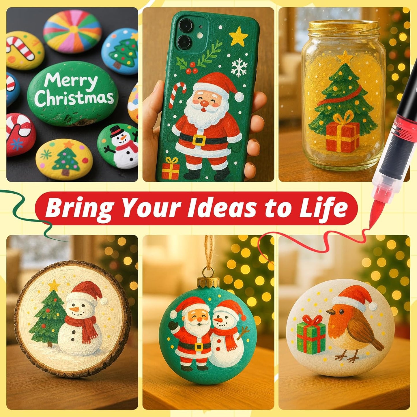 12 Colors Acrylic Paint Markers, Soft Brush Tip Pens with Direct Ink System for Rock, Wood, Fabric, Canvas, Glass, Waterproof Paint Pens for DIY Crafts, Kids & Artists