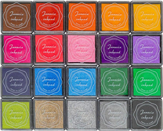 Ink Pad, 20 Colors Washable Finger Craft Ink Pad for Kids Stamping, 1.57X1.57''