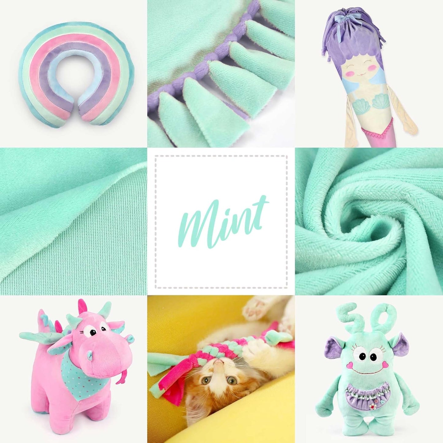 kullaloo Plush Fabric | Solid Mint Minky Fabric for Sewing | Super Soft Cuddle Material | 39.5x29.5 | Plushies, Baby Blankets, Pillows, Dog Beds, Cat Beds, Beanies, Baby Accessories, Apparel & More