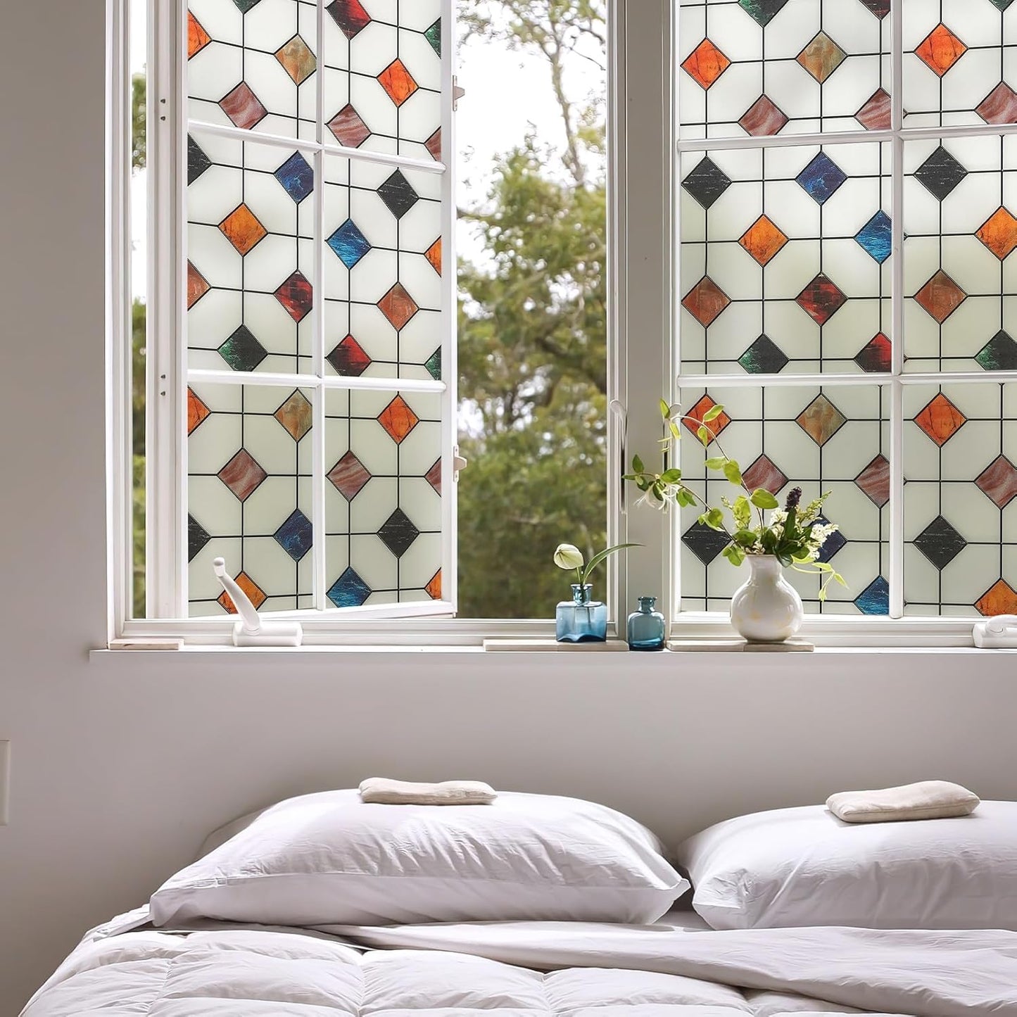 DKTIE Window Privacy Film Frosted Glass Static Cling UV Sun Blocking Heat Control Window Tint Day and Night Insulation Home Bathroom Door Decorative (S533, 23.6in X 78.7in)