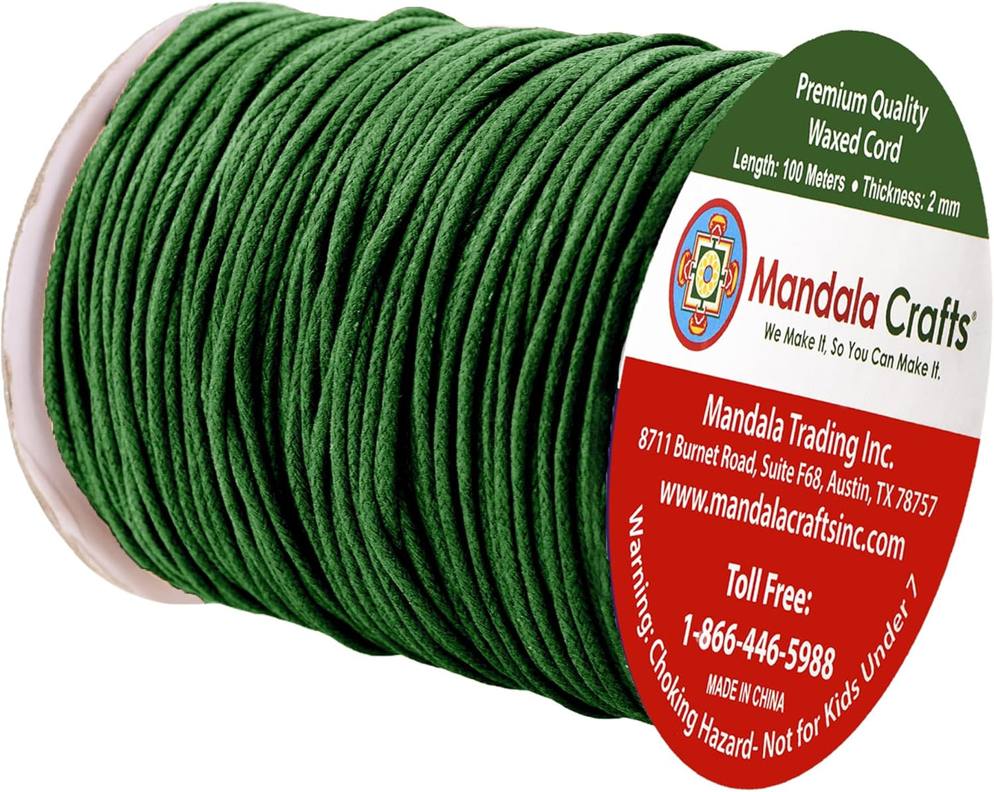 Mandala Crafts 2mm 109 Yards Evergreen Cotton Waxed Cord for Jewelry Making Bracelet Cord Waxed String - Beading String Thread Jewelry Cords for Necklaces String