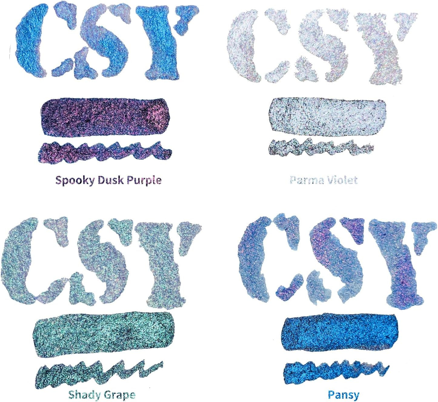 CSY art gallery Pearlescent Liquid Acrylic Ink Set Bottle -Shimmering Purple Permanent Calligraphy Inks-High Gloss,Metallic Paint for Crafts, Resin Art, DIY, Furniture, Wood (Lavender Manor Set)