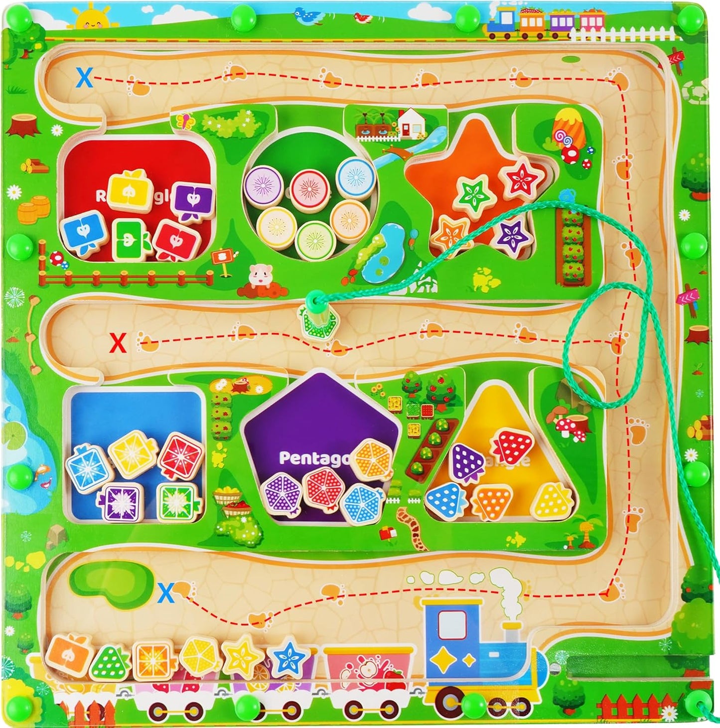 Magnetic Color & Shape Maze, Toddler Montessori Toys for 3 4 5 Year Old Girl Boy Birthday Gift, Magnetic Puzzles Board for Kids, Wooden Magnets Color Shape Sorting Toys, Preschool Learning Activities