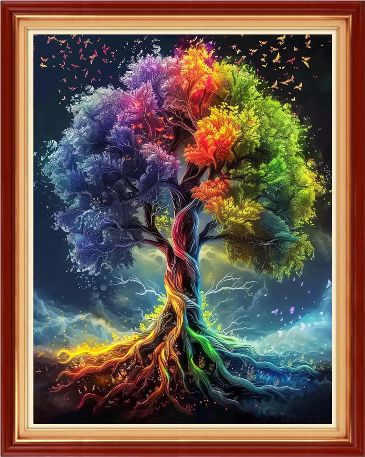 Dimensean Stamped Cross Stitch Kits Full Range of Embroidery Patterns Starter Kits for Beginners Adult or Kids DIY Cross Stitches Needlepoint Kits 11CT- Colorful Tree 16x20 inch