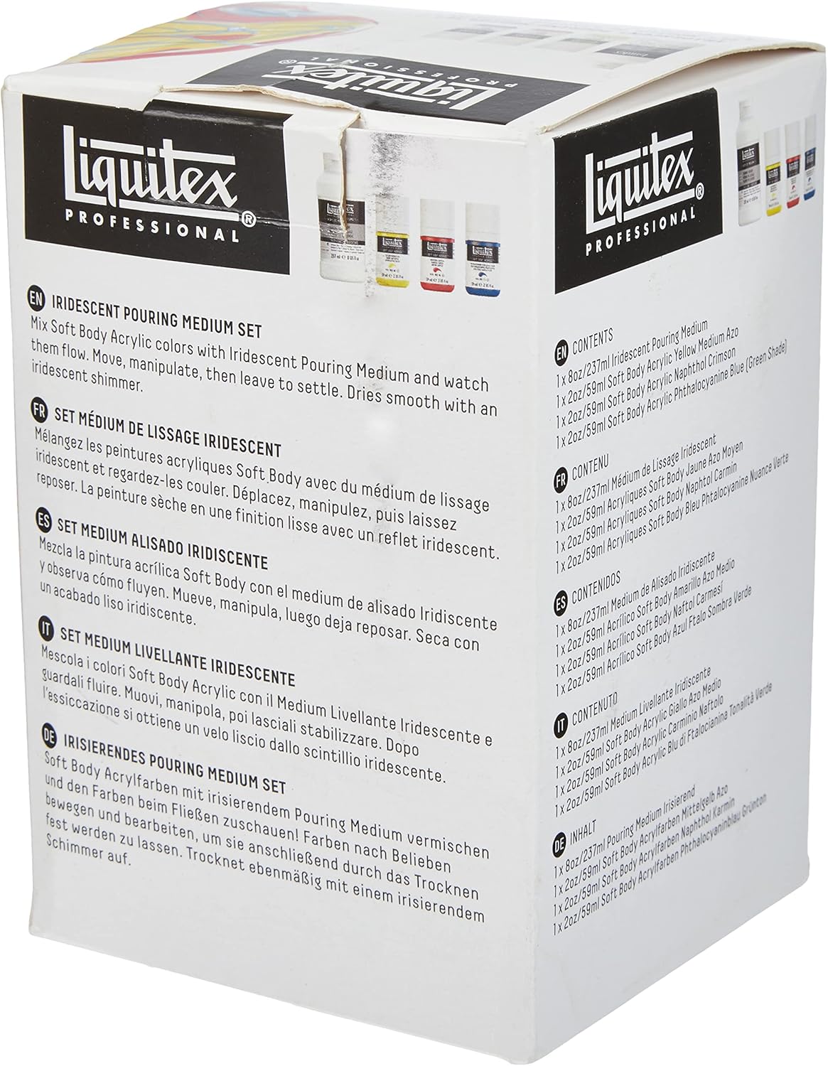 Liquitex Professional Iridescent Pouring Medium Set, Includes 3 x 2-oz Soft Body Acrylic Paint Bottles