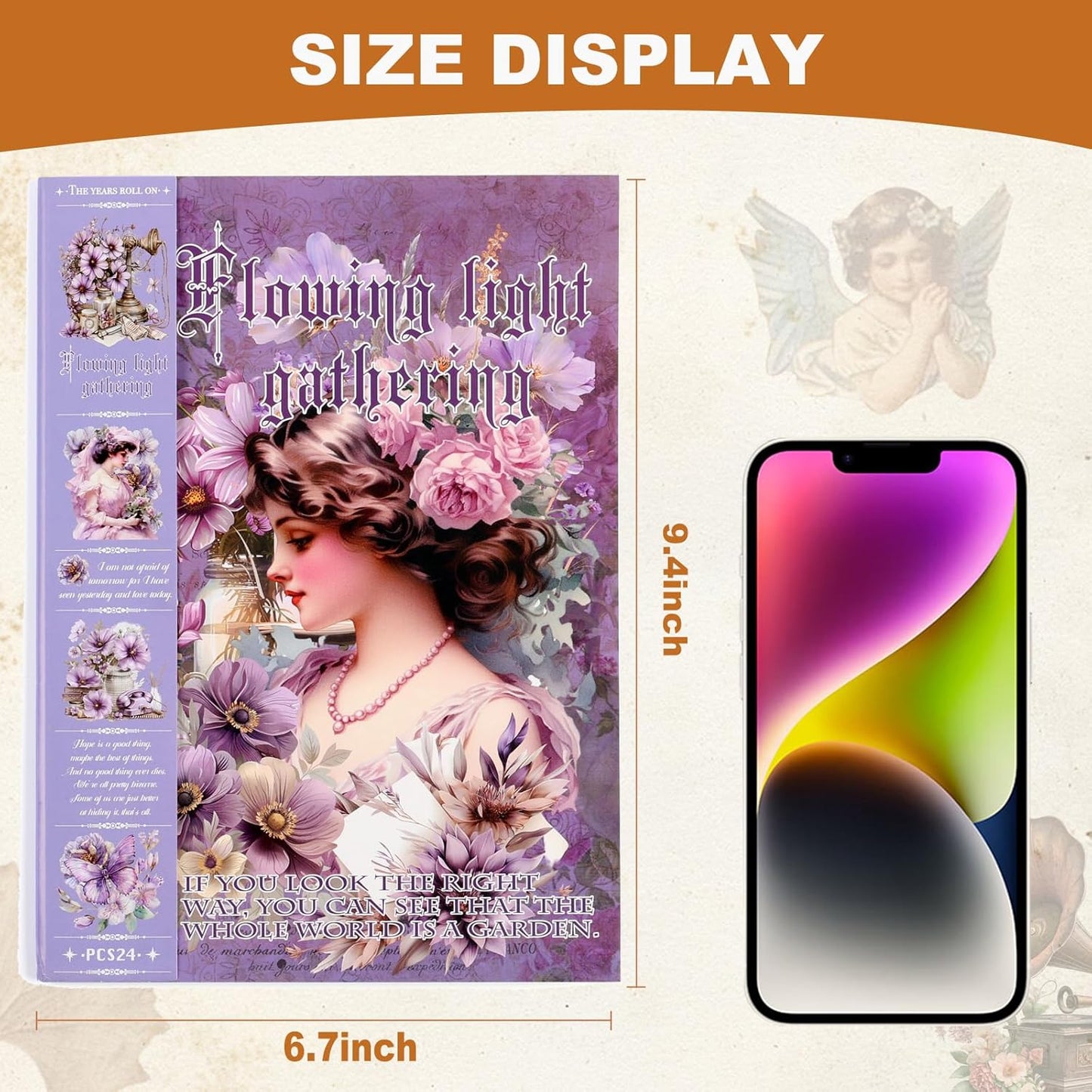 Vintage Ephemera Sticker 24 Sheets precut 300 washi Stickers Paper Girls Journal Stickers for Adults Junk Journal Sticker Book Scrapbooking Supplies