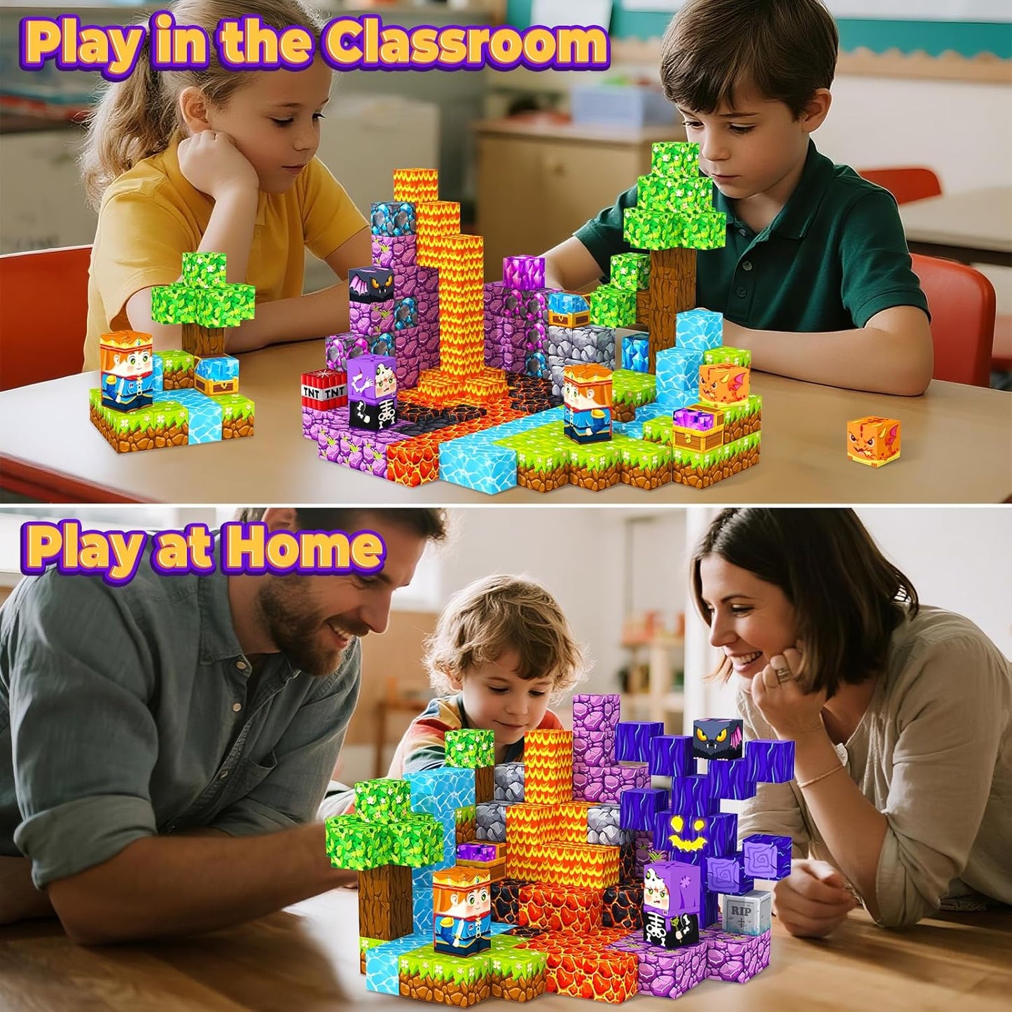 Magnetic Blocks, Kids Magnetic Building Cubes Toys for 3-13 Year Old Boys Girls, Montessori Sensory STEM Toddler Construction Toys Christmas Birthday Party Gifts.