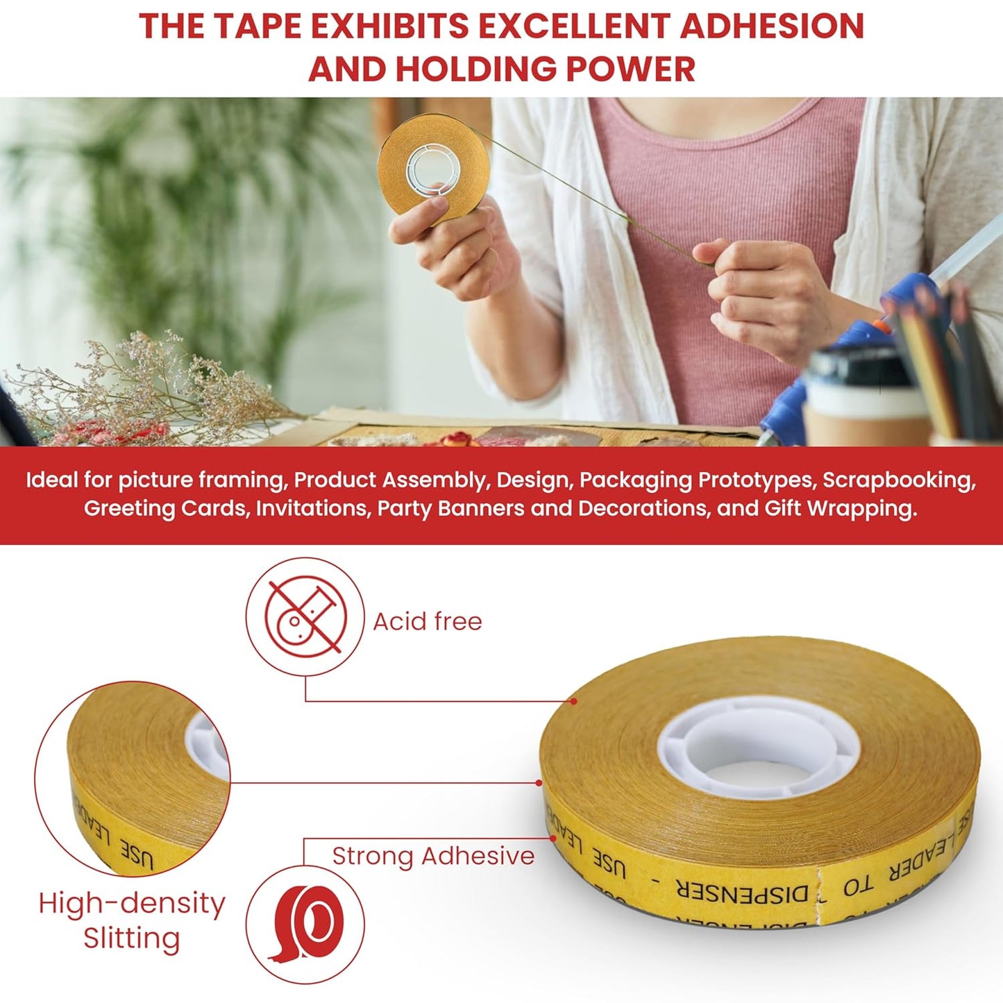 GGR Supplies T.R.U. ATG-7502 ATG Tape (Acid Free Adhesive Transfer Tape): 3/8 in. Wide x 36 yds. (Pack of 6)