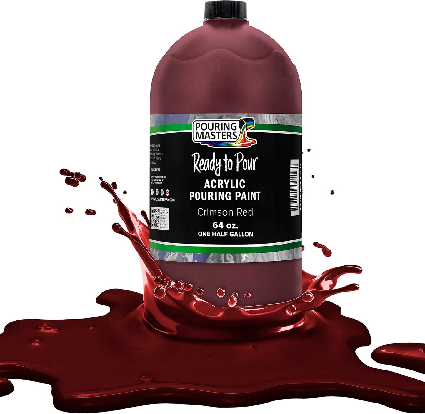 POURING MASTERS Crimson Red Acrylic Ready to Pour Pouring Paint - Premium 64-Ounce Pre-Mixed Water-Based - for Canvas, Wood, Paper, Crafts, Tile, Rocks and More