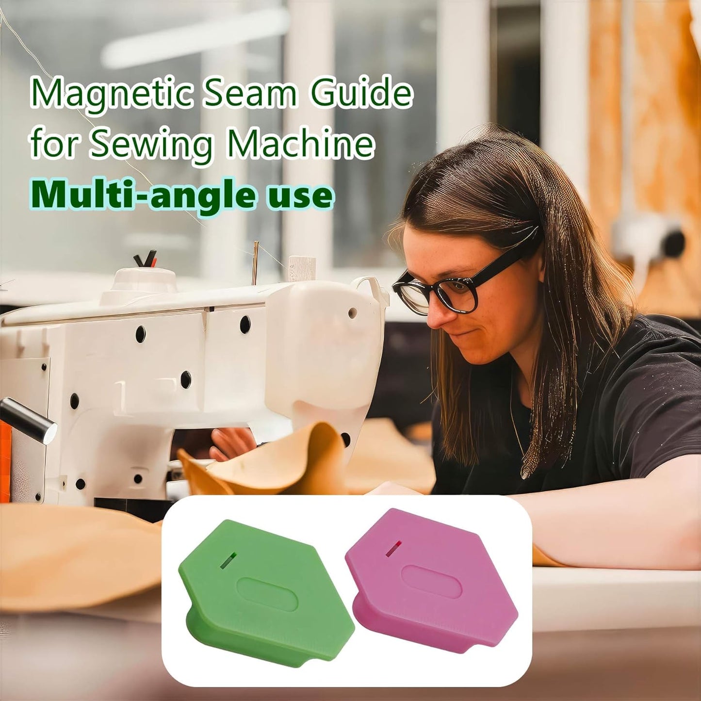 Magnetic Seam Guide for Sewing Machine, Multifunctional Sewing Machine Attachments,Universal Sewing Quilting Supplies Accessories 2pcs Multicolored