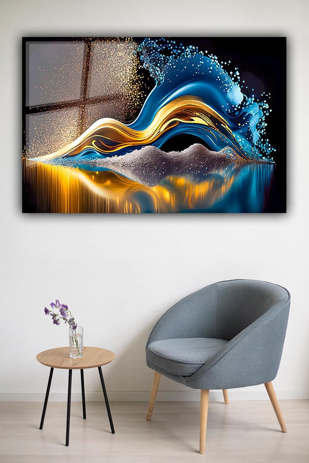 SpiritualHands Colorful Abstract Printed Tempered Glass Wall Art Painting for Living Room, Tempered Glass Modern Prints Decor, Large Vivid Color Panel for Bedroom, Kitchen, or Office