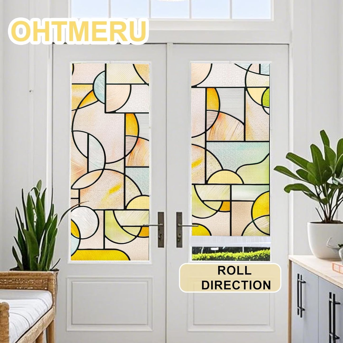 3D Stained Glass Window Privacy Film, Heat Control UV Blocking Static Cling Decorative Window Film for Bathroom,Front Door,Home Non Adhesive,23.6 x 35.4 inches Wilderness