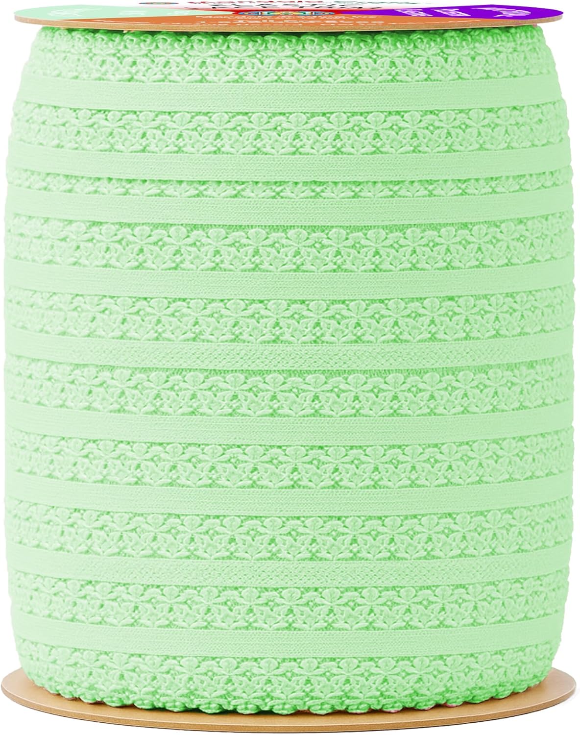 Mandala Crafts Mint Green Stretch Lace Soft Elastic Trim Roll - 55 Yards 1 Inch Wide Stretchy Frilly Picot Ribbon for Sewing Lingerie, Headbands, Underwear, and Crafts
