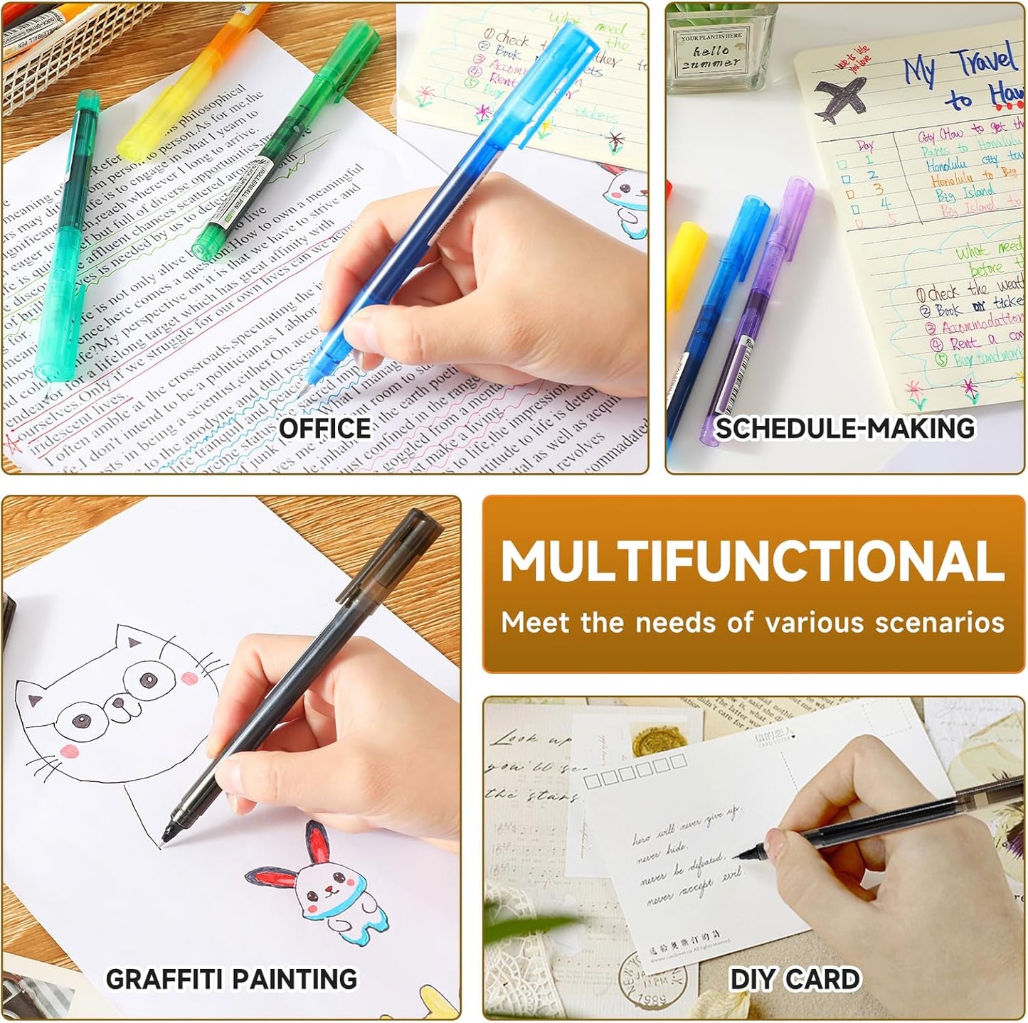 RIANCY Fine Point Colored Pens 12 Colors 0.5mm Gel Ballpoint Pens Assorted Colors Liquid Ink Pens No Smear Vibrant Colorful Writing for Journaling Note Taking Doodling Coloring Office School Supplies