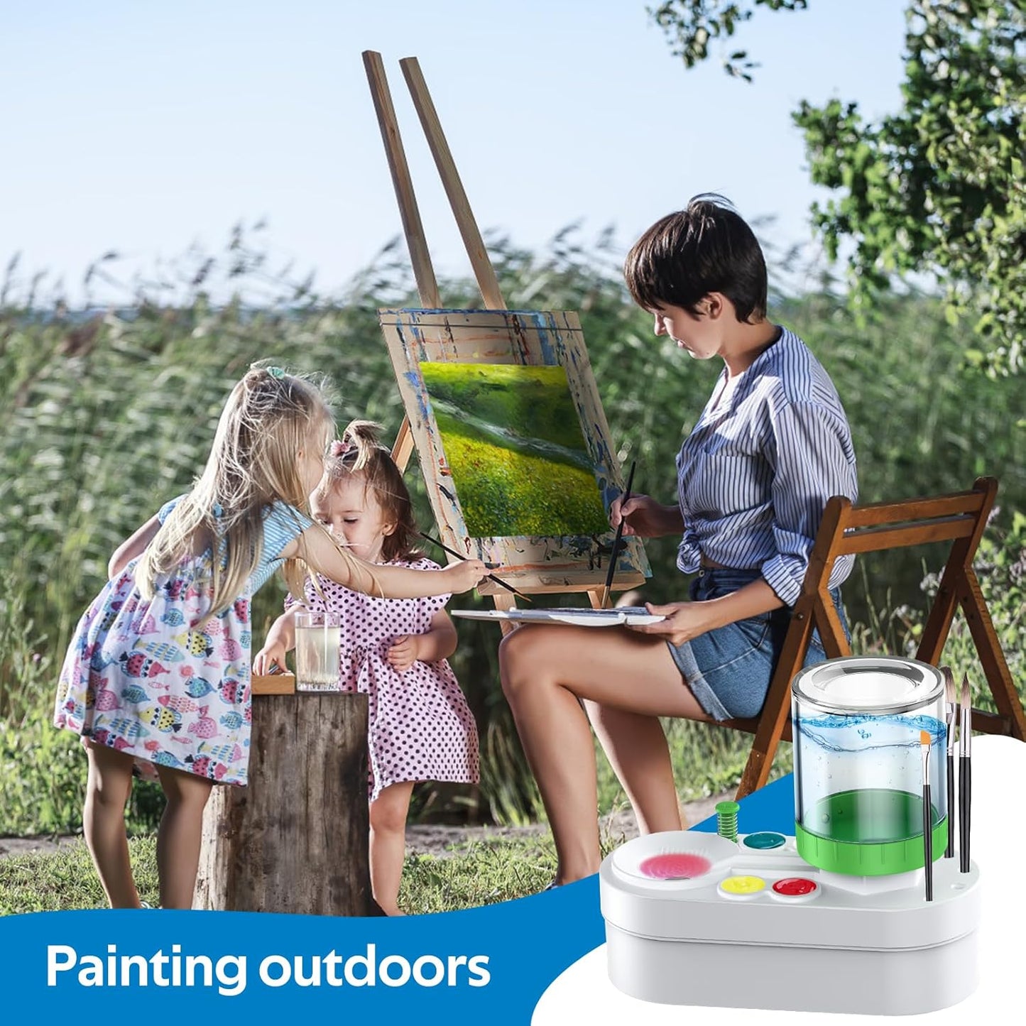 2025 Upgraded Paint Brush Cleaner: Art Supplies for Kids&Adults, Paint Station for Kids, Portable Water Circulation Paint Brush Washer Tool for Artists, Christmas&Birthday Gifts for Kids&Adults