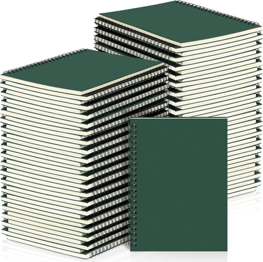 Yahenda 72 Pcs Spiral Notebook Bulk A5 Journal Lined 8.3'' x 5.5'' Writing Composition Paper Small Notepad Subject Notebook for Students Office Business Back to School Supplies (Deep Green)