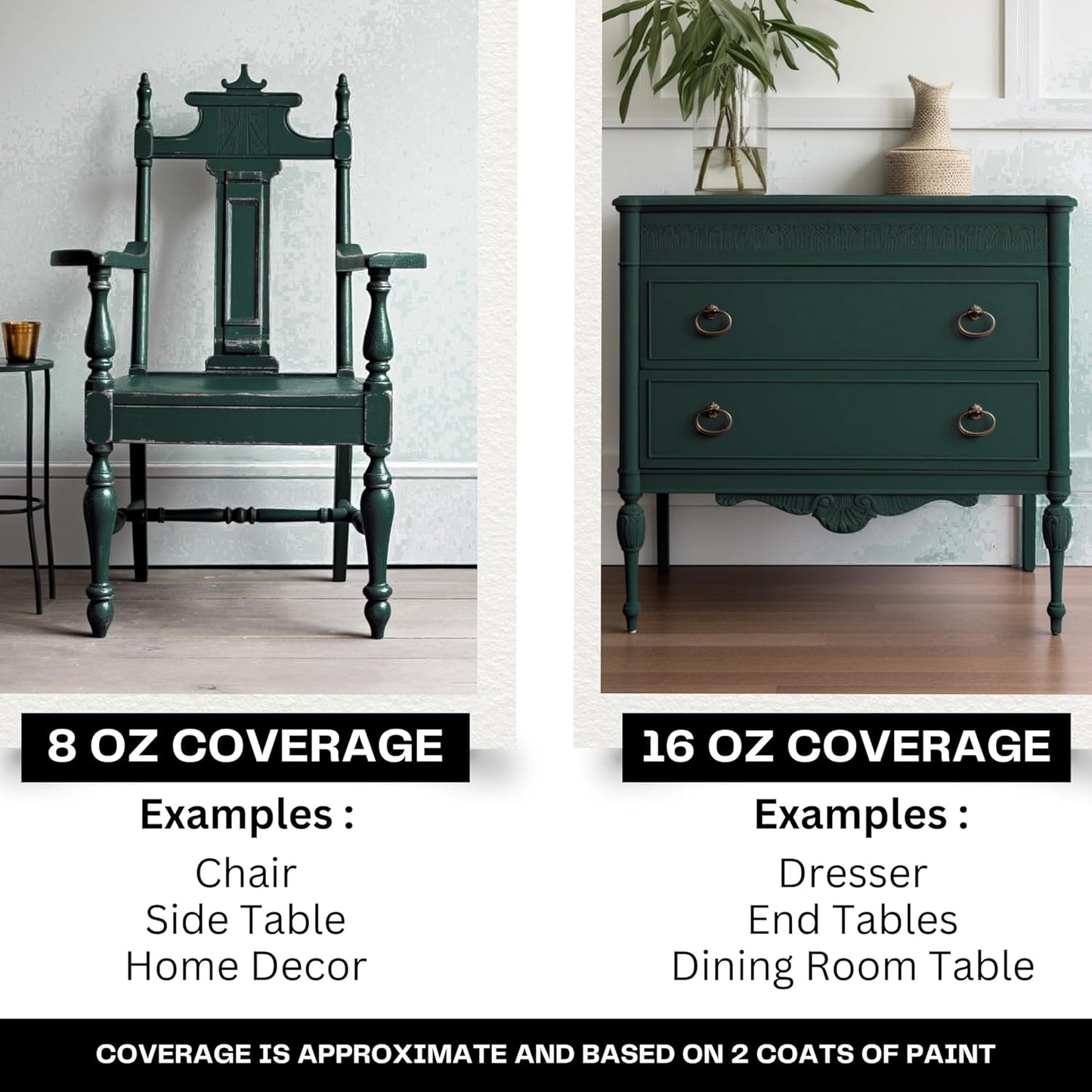 Daydream Apothecary Premium Chalk Style Paint for Furniture, Home Décor, Wood, DIY Interior Projects, Quick Dry, No Prep or Prime Needed, Matte Dark Green - 8oz