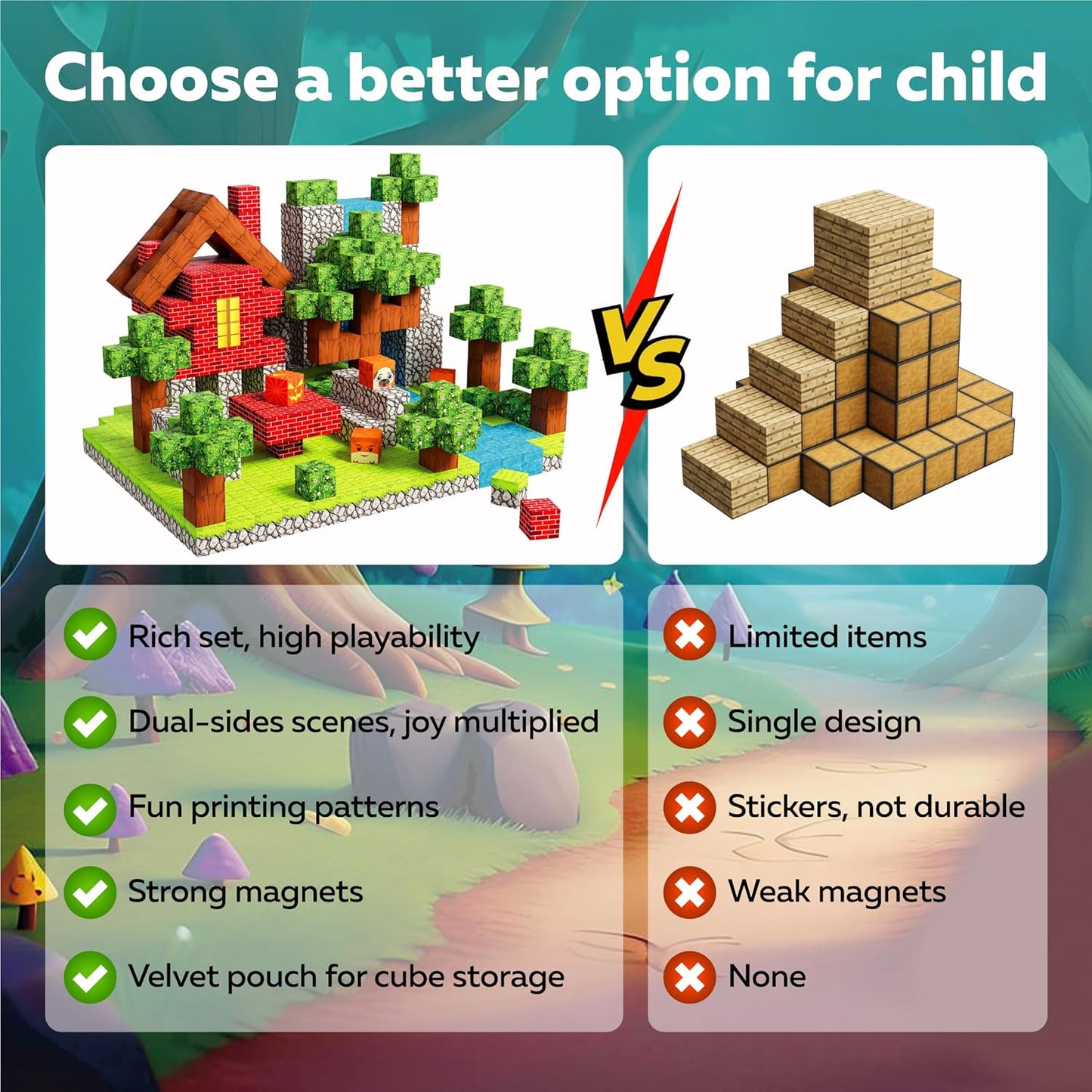 Magnetic Blocks Cubes 128PCS - STEM Cube Building Blocks & Magnet Cubes, Fidget, Montessori for Kids Ages 3-5 & 5-7 & 8-12, Magnetic Kit Cubes, Construction Magnet Toys Blocks Birthday Gifts