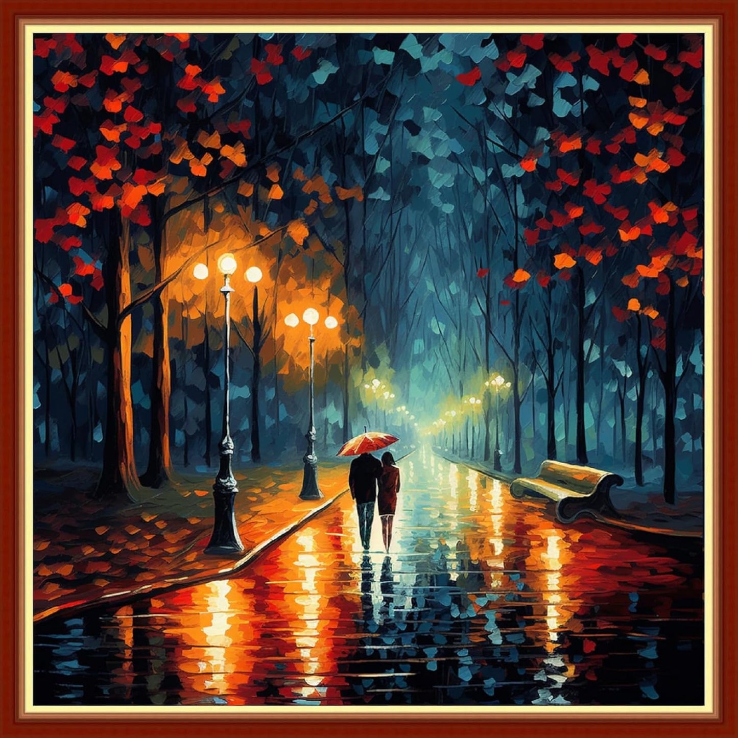 Foxhool Beginners Cross Stitch Kits Stamped Full Range of Embroidery Kits for Adults DIY Cross Stitches kit Embroidery Patterns for Needlepoint kit-Romantic Couple 17.7x17.7 inch