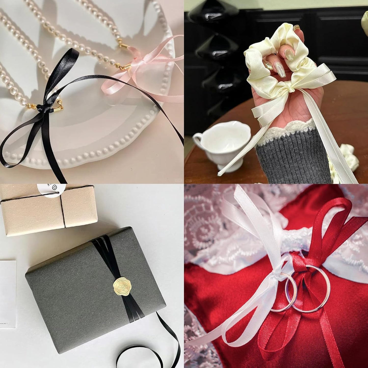 Brown Satin Ribbon 1/4" X 50 Yards Solid Color Double Faced Ribbons Perfect for Crafts Wedding Decor Bow Making Arts Sewing and More