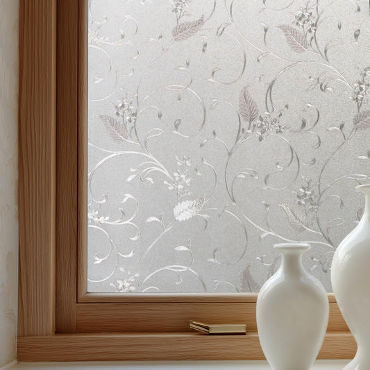 Window Privacy Film Decorative for Front Door, Bathroom Static Cling Stained Glass Sticker Opaque Heat Control UV Blocking Non-Adhesive for Home Windows 35.4 x 78.7 inches Horsetail