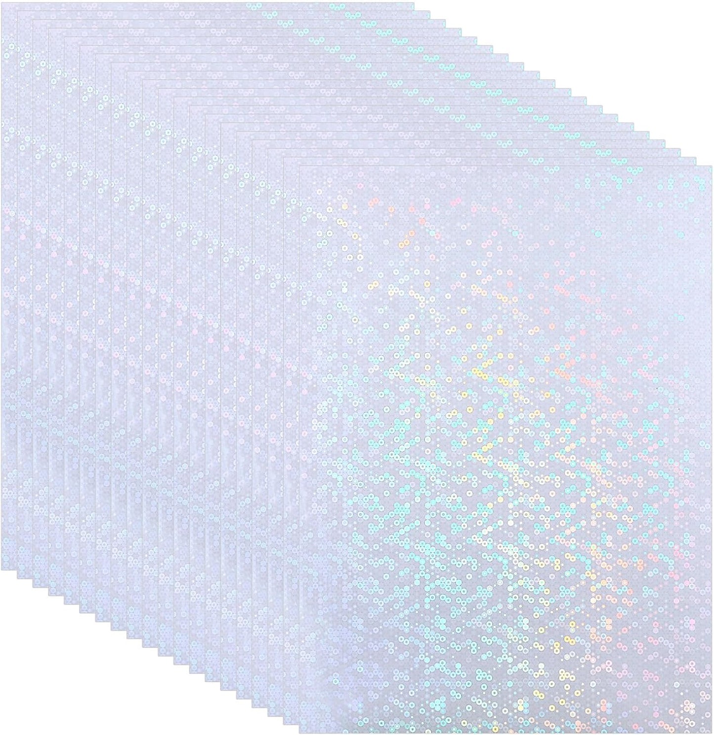 PATIKIL 8.3x5.8" Holographic Sticker Paper, 20Sheets A5 Polypropylene Self-adhesive Transparent Waterproof Laminate Overlay Film for Photo Cards Scrapbook Decorations, Circle