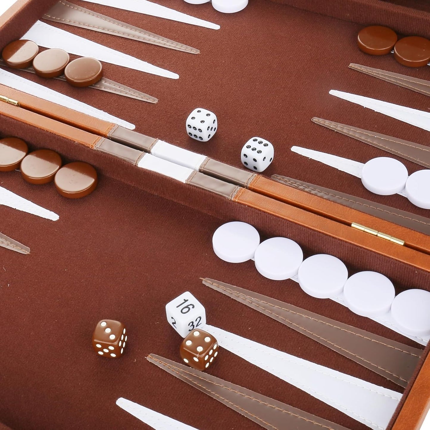 Backgammon Set - Classic Board Game with Premium Leather Case - Portable Travel Strategy Backgammon Game Set for Adults, Kids (11inch, Brown)