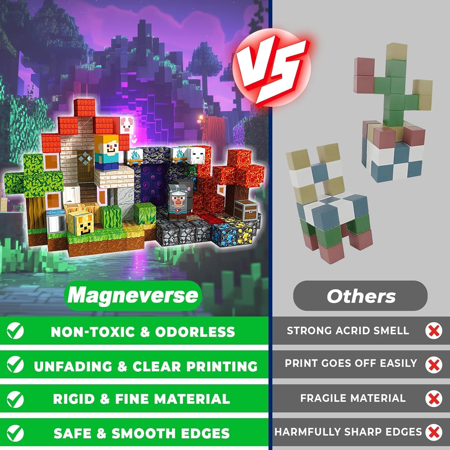 150 PCS Magnetic Blocks - Magnetic Building Block for Kids Ages 4-8 8-12, Magnet Blocks Cubes Tiles Constructions Toy for Girl Boy, STEM Montessori Stacking Toy, Sensory Play Halloweens Birthday Gifts
