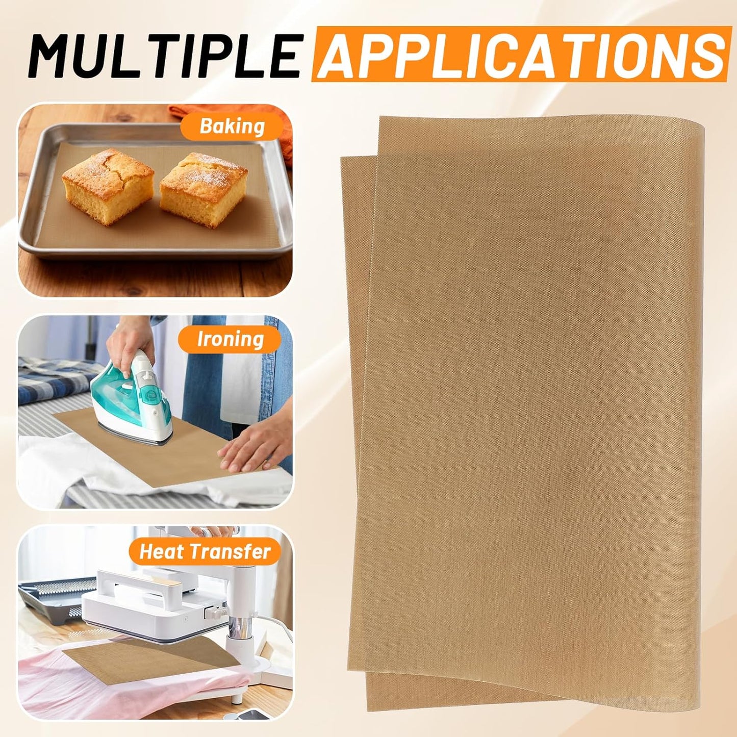 Svaldo Teflon Sheets for Heat Press, 10 Pack, 12x16 Heat Press Paper for T Shirts, Hat, Reusable Non Stick PTFE Teflon Sheet, Iron Transfer Paper for Sublimation Machine, Craft & Baking