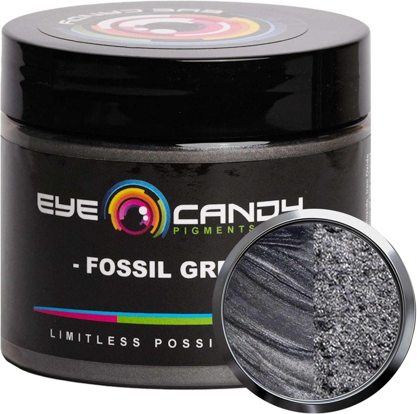 Eye Candy Pigments Premium Grey Mica Powder - Fossil Grey (50gr) - for Epoxy, Resin, Soap, Paint, Woodworking, Acrylic Pouring, Bath Bombs, Fishing Lures - DIY Arts and Crafts Additive